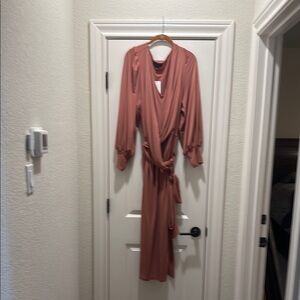 Elegant rose pink Wrap Dress